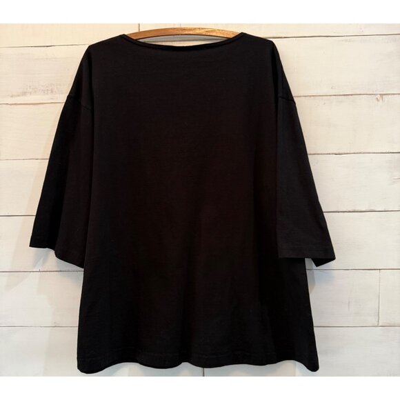 NWT MEDIUM Bryn Walker Judy Black Cotton Knit Tunic Top Kangaroo Pocket - Picture 5 of 8